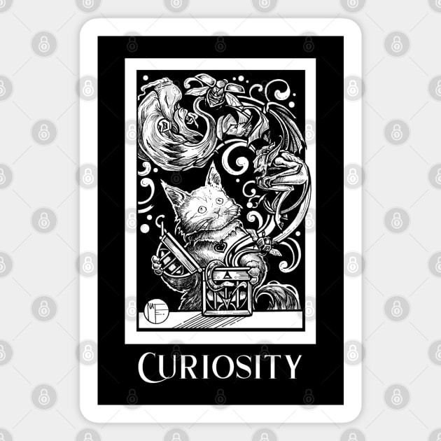 Opening Pandora's Box - Curiosity - White Outlined Version Magnet by Nat Ewert Art